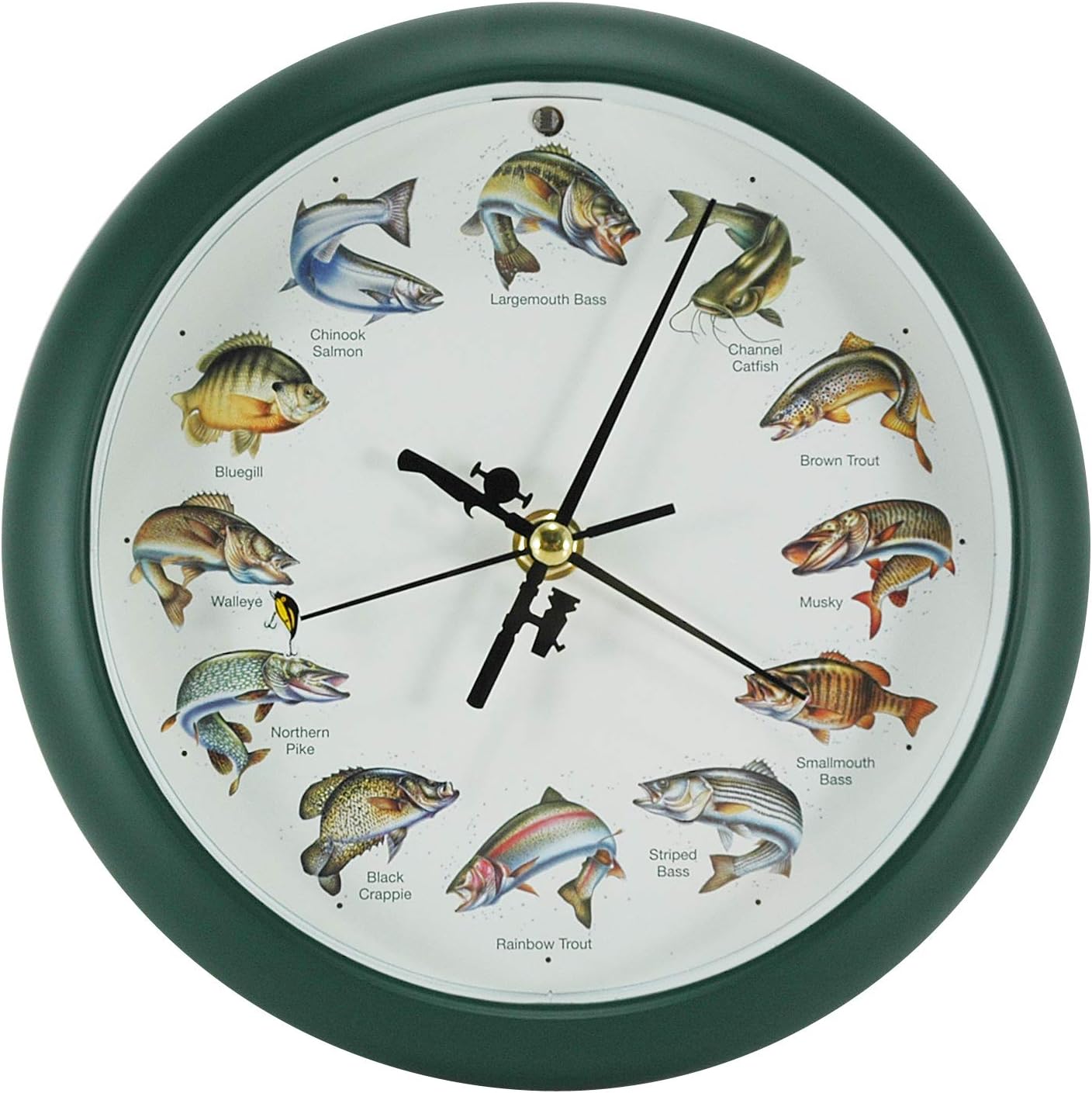 Mark Feldstein Splashing Gamefish Hourly Fishing Sounds Wall/Desk Clock, 8 Inch