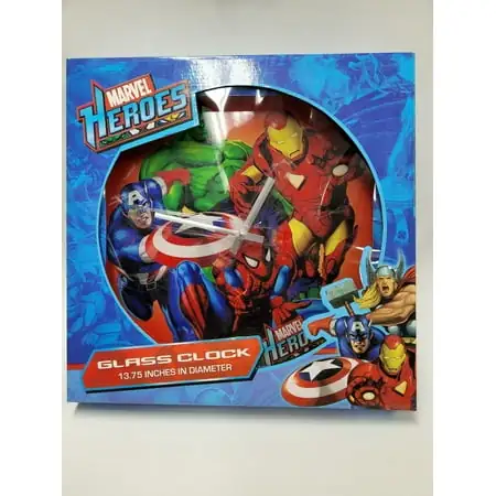 Marvel Heroes Glass Clock 13.75 Inches Diameter