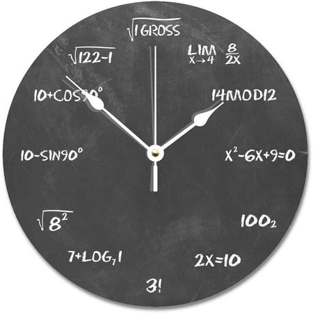 Math Π Chalkboard Large Wooden Wall Clocks Battery Operated 10 Inch Mathematics Formula Math Time Clock Modern Farmhouse Home Decor For Kitchen Living Room Bedroom Office