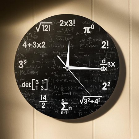 Math Clock Mathematical Equations , Wall Clock Gifts for Engineers,Teacher Gift- Silent Non Ticking Wall Clocks Battery Operated 12 Inch - Math