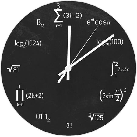 Math Equations And Notations Pvc Wall Clock Mathematics Chalkboard Frameless Clocks 12In Battery Operated Silent Non-Ticking Modern Large Wall Clock For Living Room Home Classroom