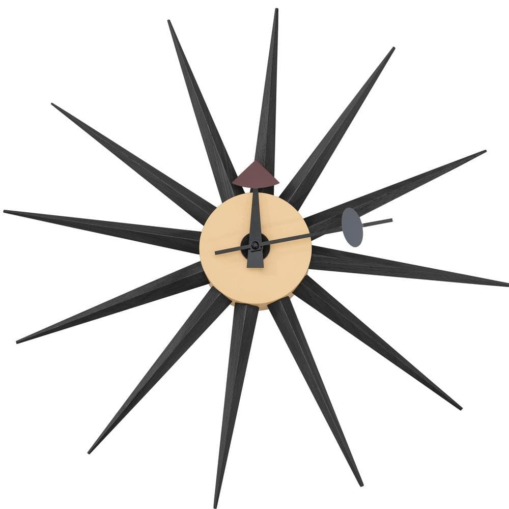 Maxi Black Analog Wood Non-Ticking Wall Clock