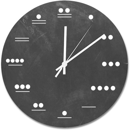 Mayan Chalkboard 15 Inch Wooden Wall Clocks Battery Operated Non-Ticking Mayan Numbers Analog Clock Modern Wall Hanging Art Farmhouse Home Decor For Living Room Kitchen Bedroom Bathroom