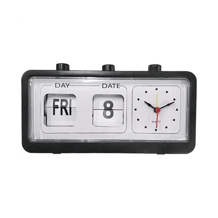 Mechanical Alarm Clock Novelty Flip Desktop Digital with Calendar Home Decor Retro Decor,Black