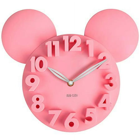 MEIDI CLOCK Modern Design Mickey Mouse Big Digit 3D Wall Clock Home Decor Decoration - Pink