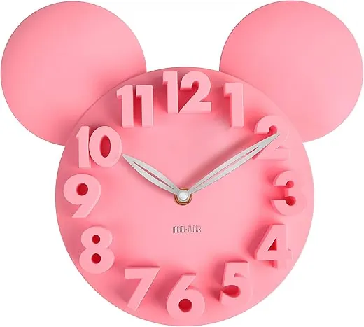 MEIDI CLOCK Modern Design Mickey Mouse Big Digit 3D Wall Clock Home Decor Decoration - Pink