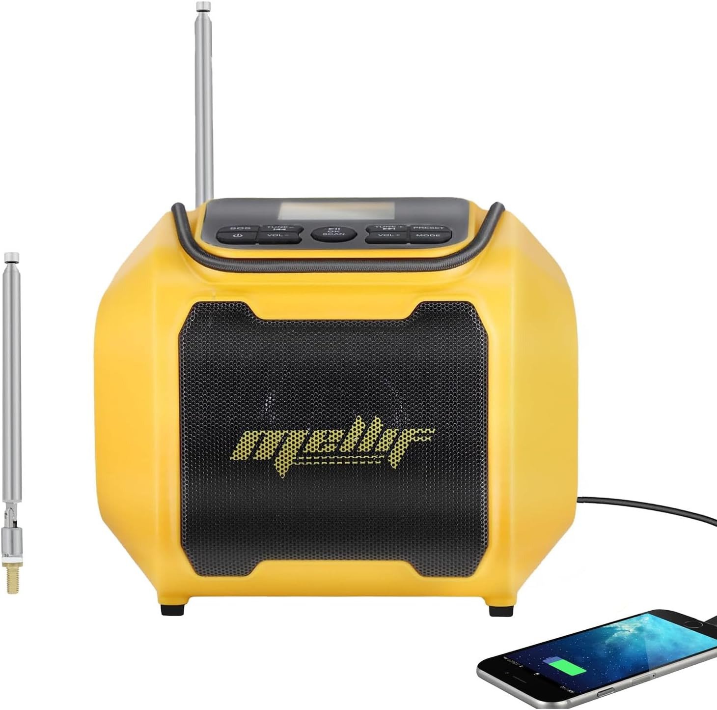 Mellif Cordless Emergency Weather Radio Speaker for Dewalt 20V Max Battery,Am/Fm