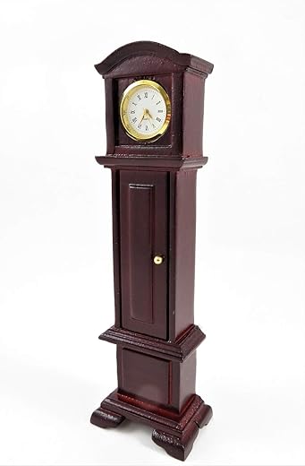 Melody Jane Dolls House Working Grandfather Clock Mahogany Miniature Hall Furniture