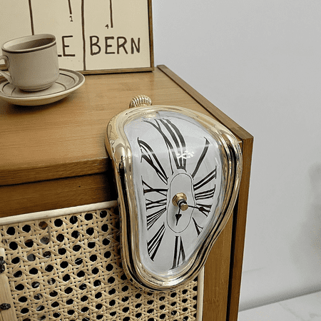 Melting Clock, Salvador Dali Watch Melted Clock for Decorative Home Office Shelf Desk Table Funny Creative Gift, Rome Gold