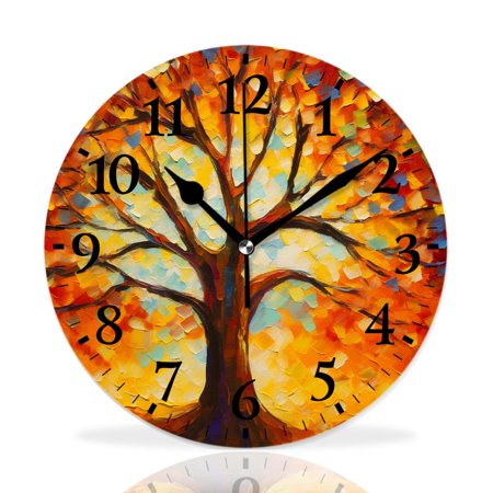 MEOSLZUT 10 inch Round Wall Clock,Autumn Tree in Sun Landscape Beautiful Pictures,Silent Non Ticking Wall Clocks for Living Room Kitchen Bedroom