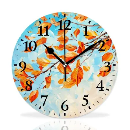 MEOSLZUT 10 inch Round Wall Clock,Beautiful Colorful Autumn Tree Picture Elaborate,Silent Non Ticking Wall Clocks for Living Room Kitchen Bedroom