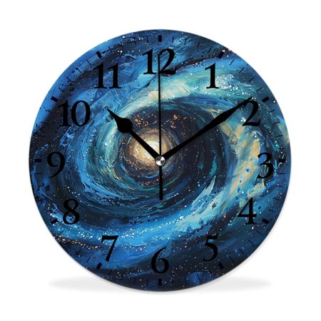 MEOSLZUT 10 inch Round Wall Clock,Vintage Galaxy Stars Space Natural,Silent Non Ticking Wall Clocks for Living Room Kitchen Bedroom