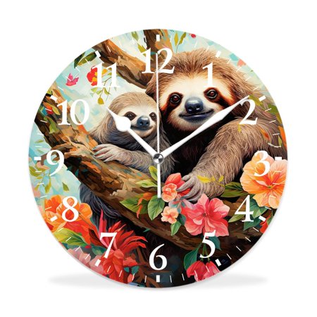 MEOSLZUT 12 inch Round White Wall Clock,Colorful Cat Face Picture (2),Silent Non-Ticking Wall Clock Decor for Home Office Kitchen Living Room Bedroom