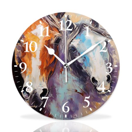 MEOSLZUT 12 inch Round White Wall Clock,indian Elephant Animal Bohemian Boho Hippie Elegant,Silent Non-Ticking Wall Clock Decor for Home Office Kitchen Living Room Bedroom