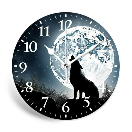 MEOSLZUT 12 inch Round White Wall Clock,Vintage Style Wild Wildlife Bear Hand Cute,Silent Non-Ticking Wall Clock Decor for Home Office Kitchen Living Room Bedroom