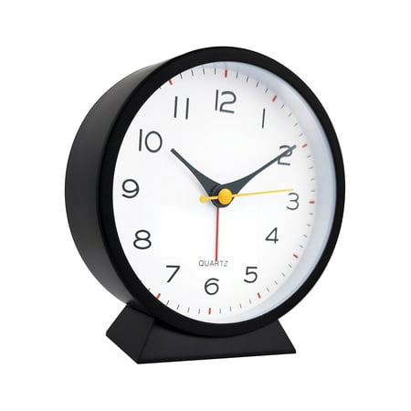 MERILER Compact Analog Alarm Clock: Battery-Powered with Lights and Super Quiet for Nightstand, Desk, or Travel Use