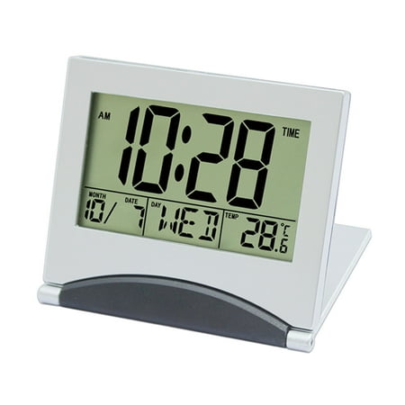 MERILER Ultra-thin Children's and Student's Alarm Clock with Large LCD Display, Perfect for Bedside, Bedroom, and Travel Use