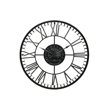 Metal Analog Roman Numeral Wall Clock - Aged Black