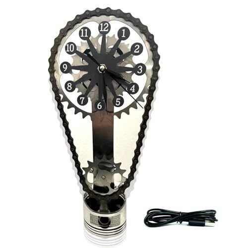 Metal Edition Rotating Gear Clock, Creative Timing Chain Clock Shelf Clock, 3...