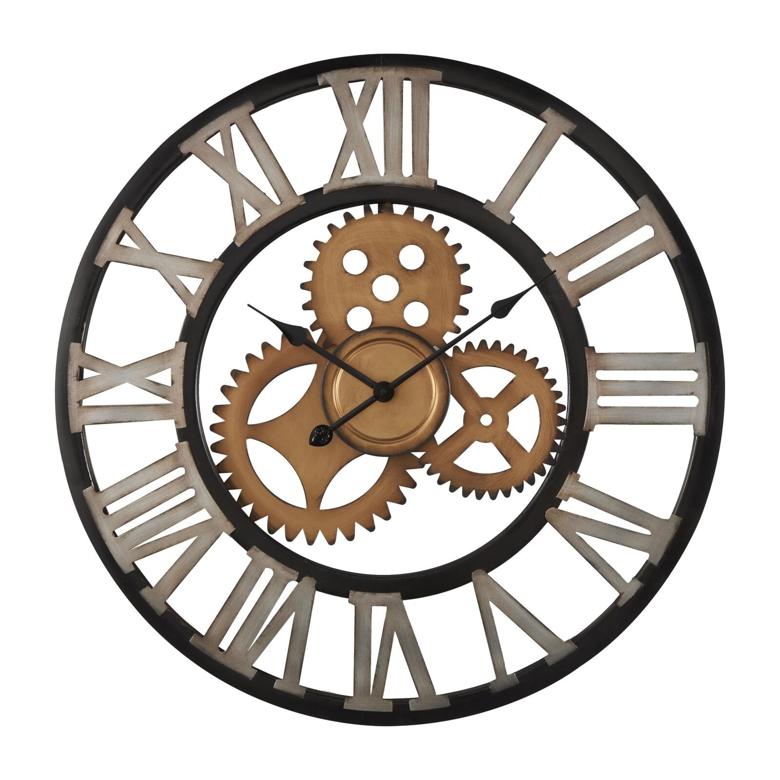Metal Gear Wall Clock, 30" x 1" x 30", Brown