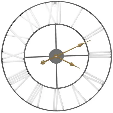 Sorbus Metal Wall Clock, White, 60 cm Diameter, Quartz Movement, Analog Display, Battery-Powered