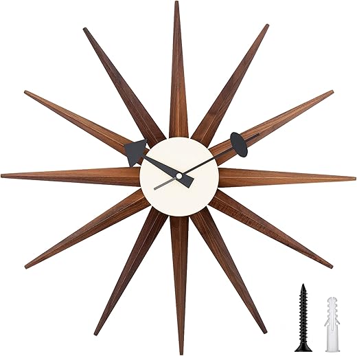 Best Mid Century Wooden Starburst Wall Clocks