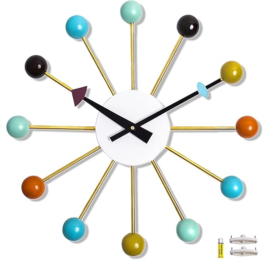 Mid Century Wall Clock Replica George Nelson Ball Clock for Retro Modern Decor Multicolor 20