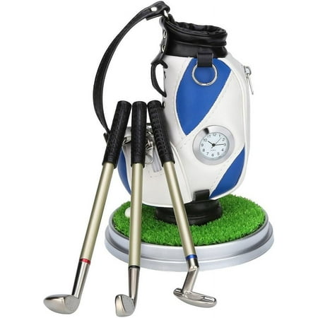 Mini Desktop Aluminum Alloy Golf Bag Pen Holder With Golf Pens Clock 6-Piec