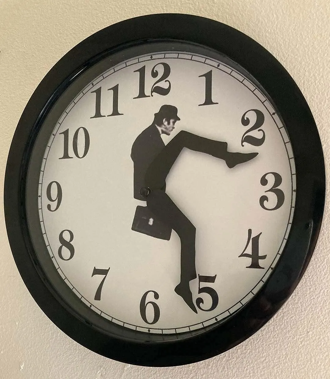 Ministry of Silly Walk Wall Clock with Cover - Creative Wall Clock Artwork, Precise Sweep Seconds Silent Clock No-Ticking for Bedroom,Office & Library Wall Decorations (Black)