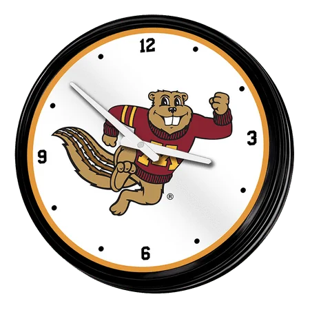 Minnesota Golden Gophers: Goldy Tail - Retro Lighted Wall Clock