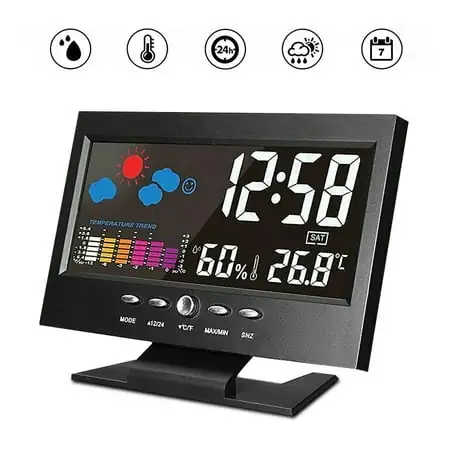 Miuline Atomic Desktop Clock With Color Display With Calendar Day Of Week Time Date Display Auto Set Dual Alarm Clock Without Battery