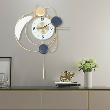 Miumaeov 3D Modern Wall Clock Silent Swing Wall Clock Golden Creative Home Art Wall Decor