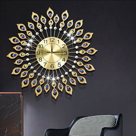 Miumaeov Crystal Peaacock Digital Wall Clock Modern 3D Home Decor Quiet