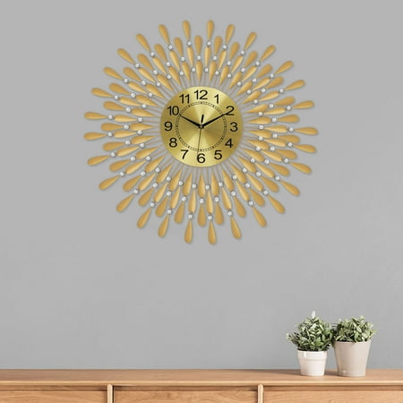 Miumaeov Modern Crystal Wall Clock 27.6in Large Metal Silent Clock Decorative Battery Operated for Living Room Bedroom Office Home