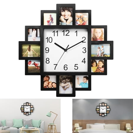 Moclever Photos Frame Wall Clock Photowall Wall Hanging Home Decor 12 Pictures Display