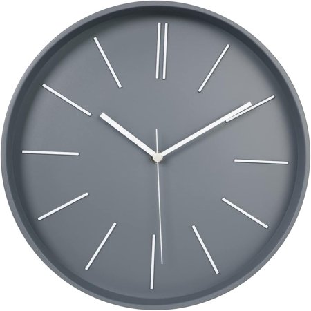 Modern 12 Inch Round 3D Wall Clock, Grey, Silent Quartz Battery Operated, Easy to Read, Accurate Time, Modern Style