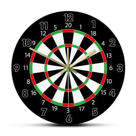 Modern Design Darts Board Printed Wall Clock Bar Darts Game Night Club Game Room ration Arrow Target Aim Game Bullseye Watch