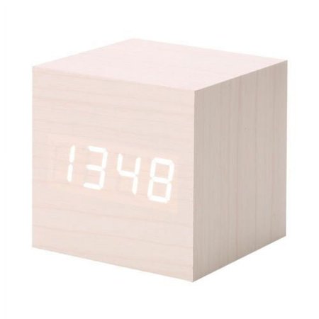 Modern Digital Wooden LED Desk Alarm Clock - White