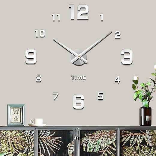 Modern Frameless DIY Wall Clock Large 3D Wall Watch Mirror Numbers for Home Office Decorations