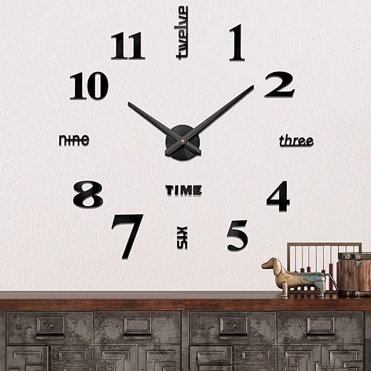 Modern Frameless DIY Wall Clock Large 3D Wall Watch Mirror Numbers for Home Office Decorations