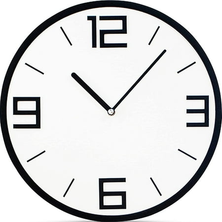 Modern Minimalist Classic Black on White Wall Clock