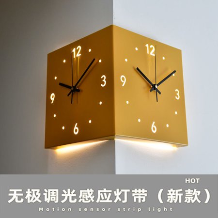 Modern Minimalist Creative Corner Double-Sided Wall Clock Two-Side Clock Wall Clock Living Room Mute 2023 Internet Celebrity Corner Clock