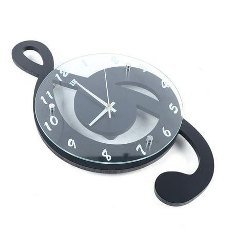 Modern Musical Note Glass Wall Clock Living Room Hanging Clocks Silent 9.5 US