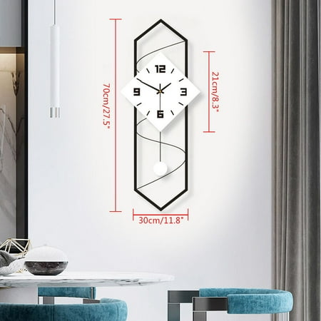 Modern Pendulum Clock Metal Wood Wall Clock Rectangle Wall Clock Decorative USA