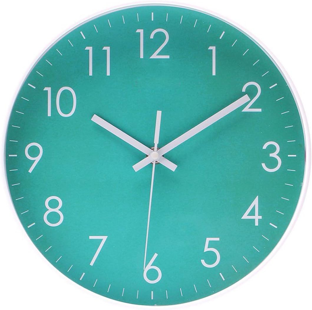 Modern Simple Wall Clock Indoor Non-Ticking Silent Sweep Movement Wall Clock for Office, Bathroom, Living Room Decorative 10 Inch Teal