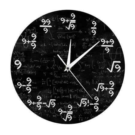 Modern Unique 9's Formulas Math Wall Clock 12 inch Mathematical Equations Art