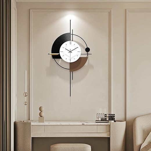 Modern Wall Clock for Living Room,Large Decorative Wall Clock,Digital Creative Silent Clock Battery Operated for Kitchen/Entryway/Bedroom/Office/Dinning Room Metal Wall Decor 18