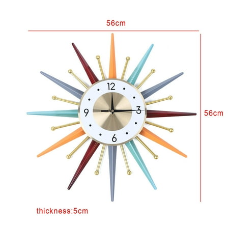 Modern Wall Clock Starburst Ball Clock Colorful MidCentury Home Kitchen Decor