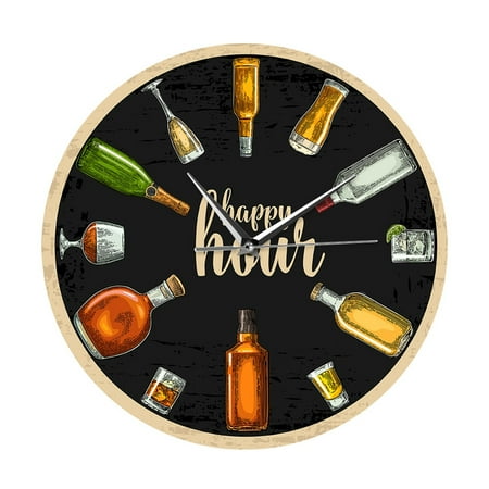 Modern Winery Wine Whiskey Colored Wall Clock Home Wall Art Bar Decorative Clock