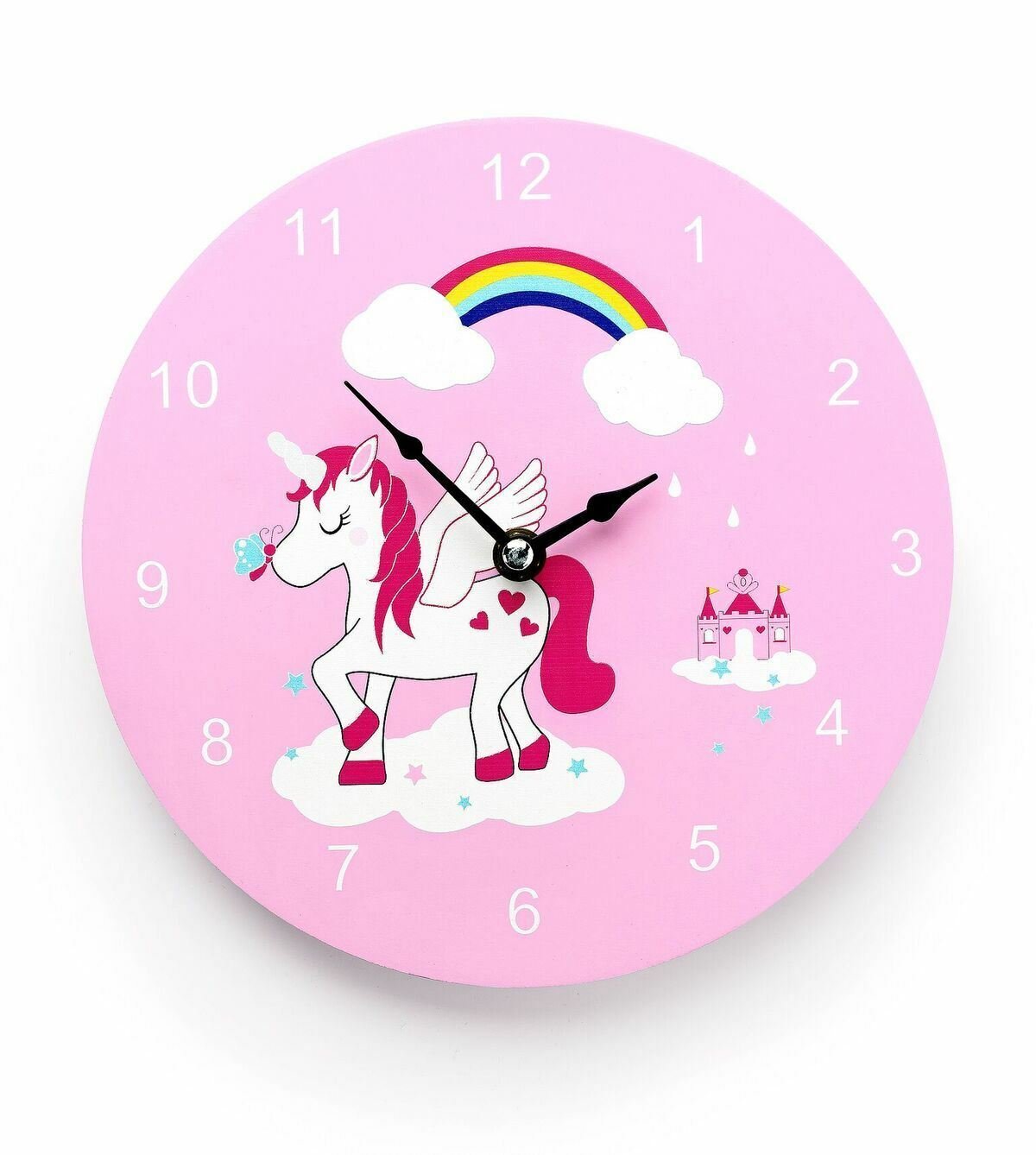 Mousehouse Gifts Kids Girls Unicorn working wooden wall clock